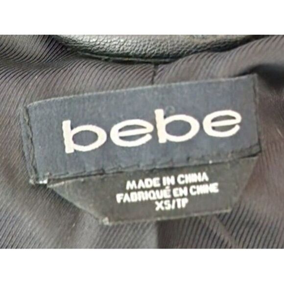 Vintage Y2K Bebe Quilted Leather Motorcycle Jacket Womens Size XS Black - Picture 6 of 8
